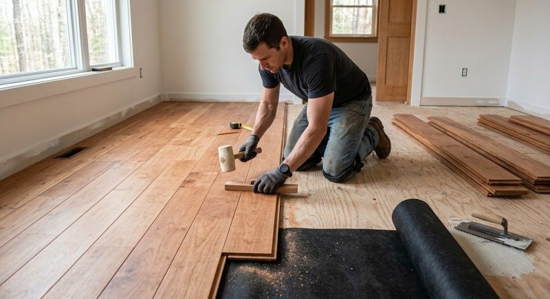 Cherry Floor Installation in Edmonds, WA